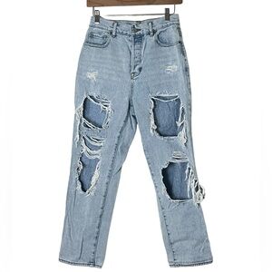 Pacsun | High rise straight leg jeans distressed holes denim size 27